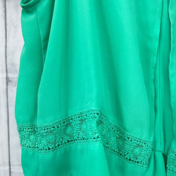 Decree LARGE Womens Green Eyelet Sleeveless Blouson Mini Dress - Picture 5 of 7
